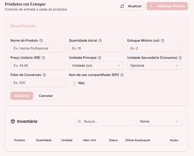 1. Cadastro de Produtos e Unidades